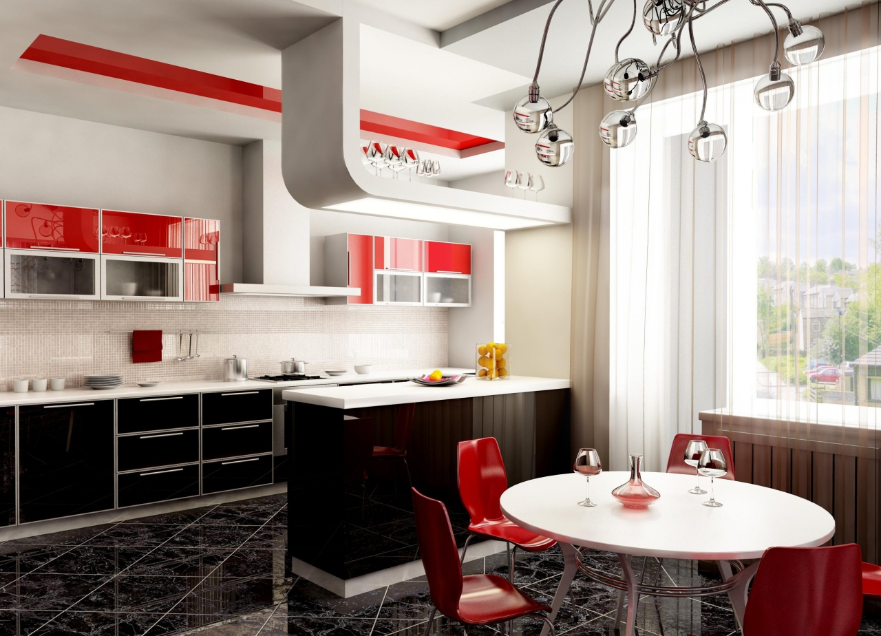 Кухня Красно Белая Дизайн Фото