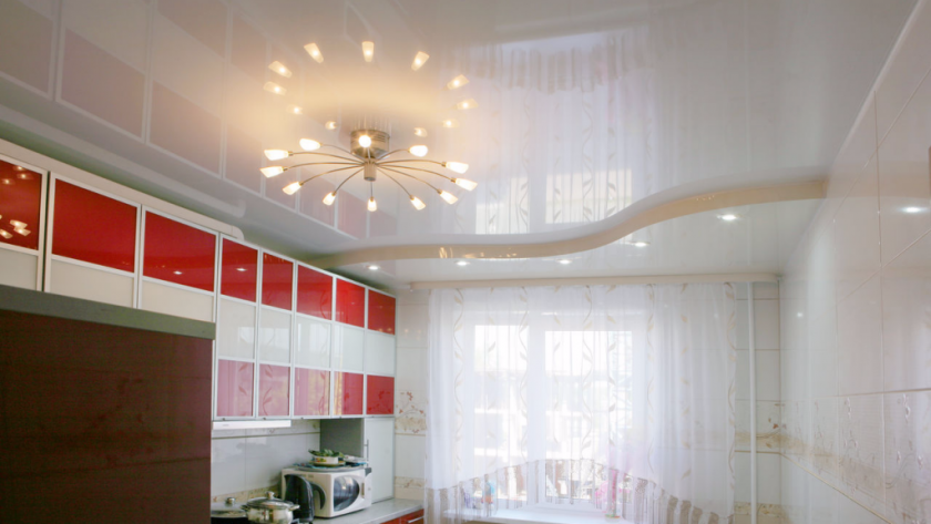 Дизайн потолка на кухне (натяжной, пластиковый, из гипсокартона). Какой лучше сделать + 180 ФОТО