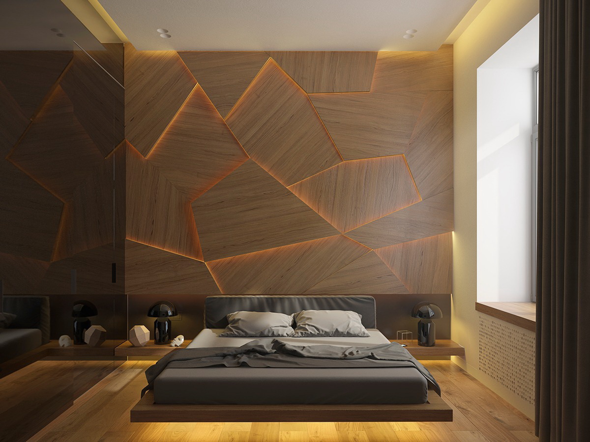 Дизайн кровати из ламината