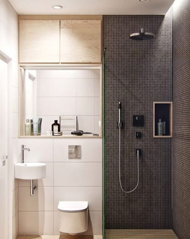 Ванная комната дизайн с душевой из плитки маленькая фото дизайн
