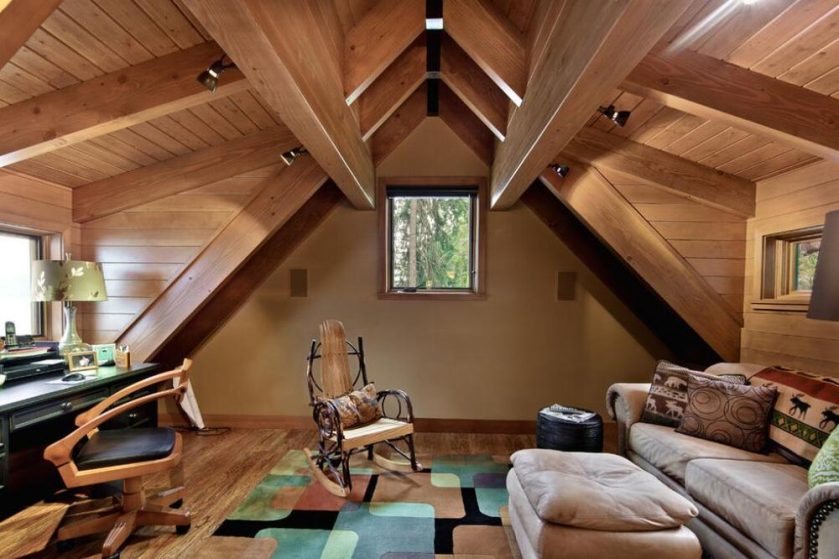 Спальня в мансарде со скошенным потолком: дизайн, варианты планировки (100+ фото)
