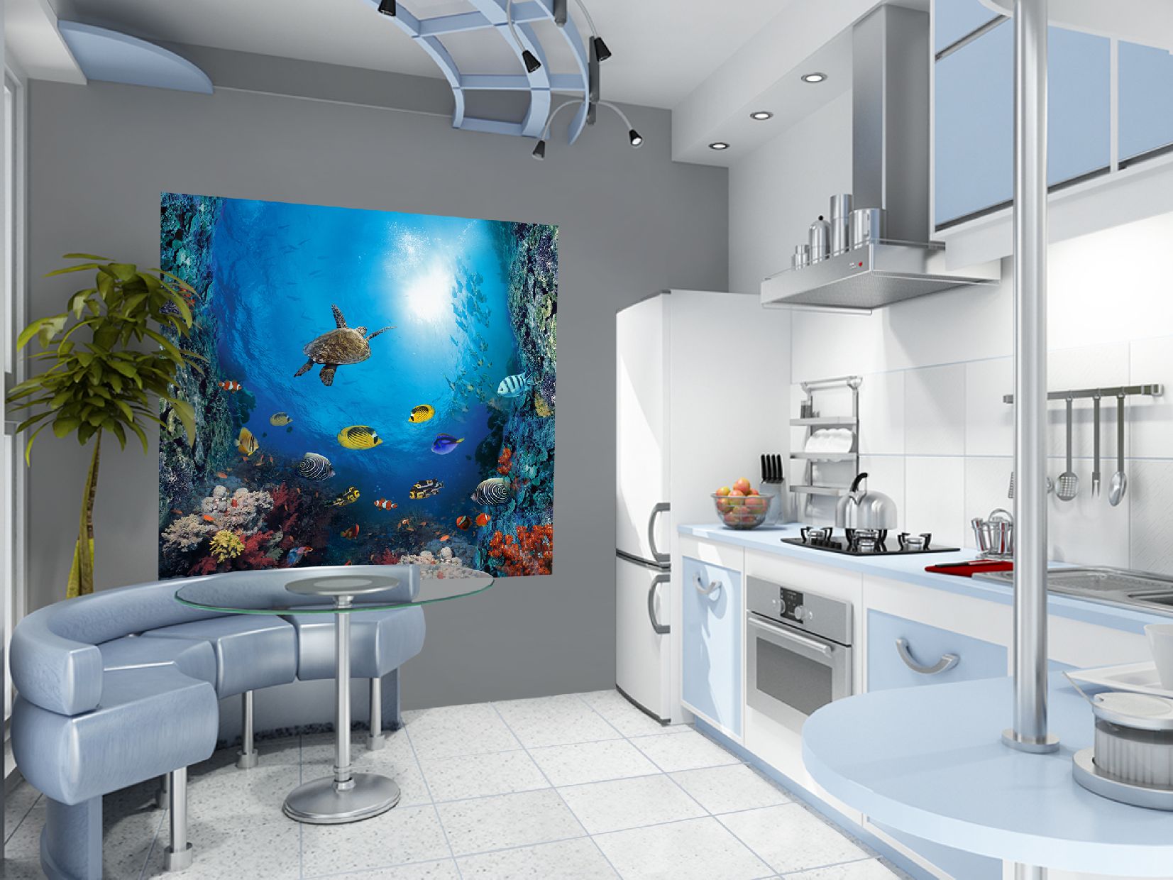Custom-made kitchen wall mural in Europe