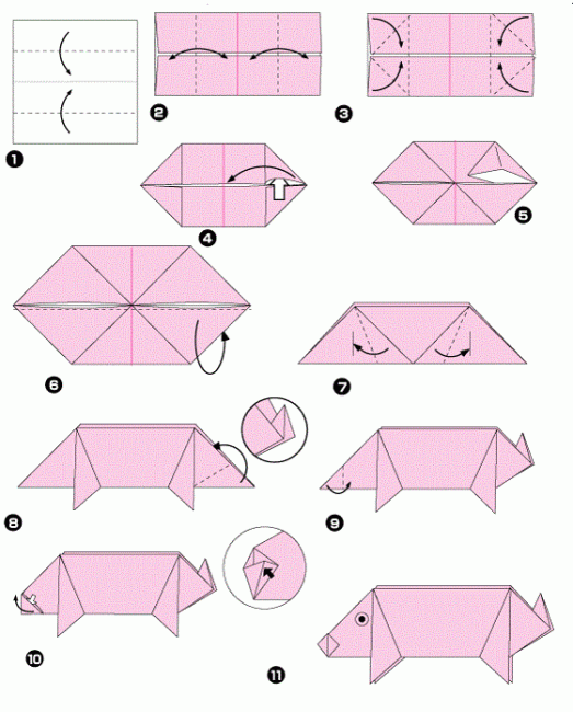 В технике оригами пошагово