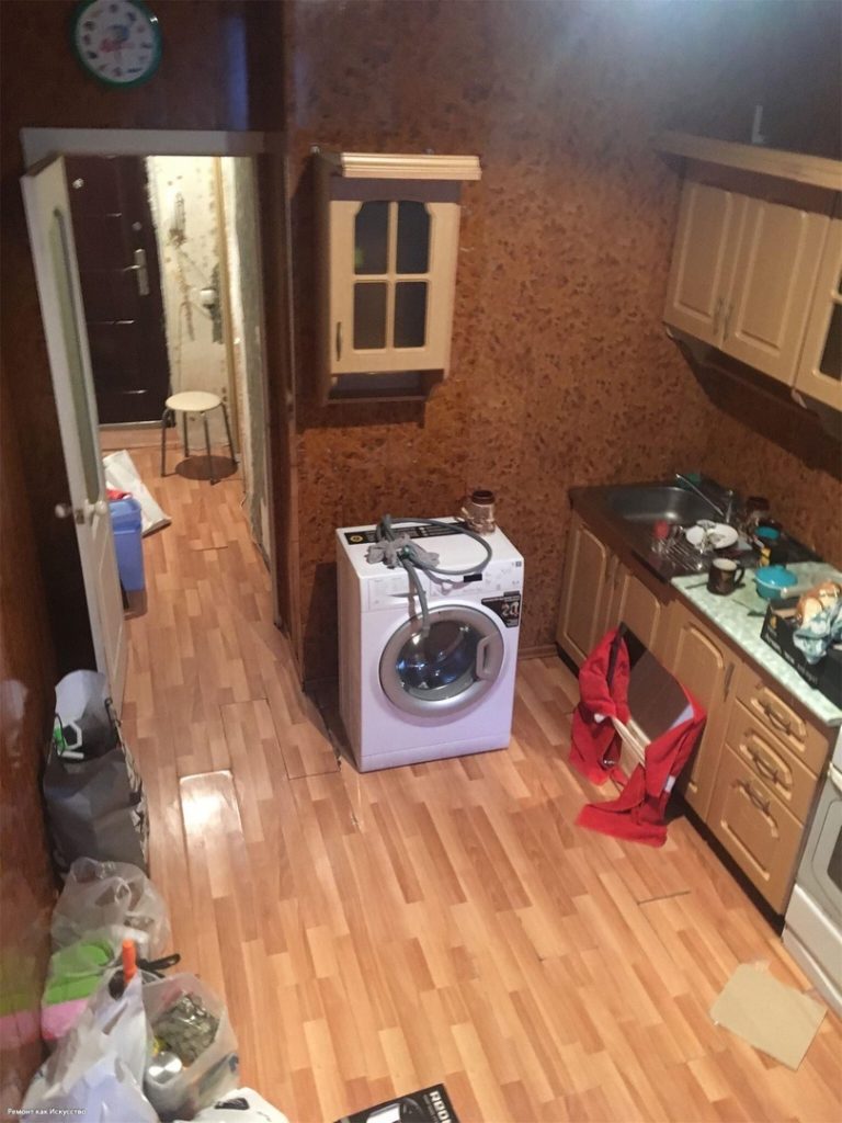 Муж мучился 3 месяца, но сделал жене кухню с декоративным кирпичом. Фото До/После