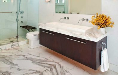 Отделка Ванной комнаты искусственным камнем: Умывальник, столешница, полки. Особенности использования материала