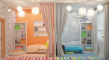 Дизайн детской спальни для двух и трех разнополых детей – 240+ (Фото) Идей зонирования интерьера