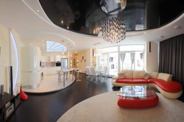 Двухуровневые потолки в зале:  Материалы, интересные сочетания, идеи по дизайну (135+ Фото)