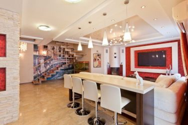 Двухуровневые потолки в зале:  Материалы, интересные сочетания, идеи по дизайну (135+ Фото)