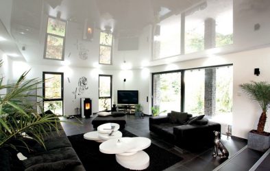 Двухуровневые потолки в зале:  Материалы, интересные сочетания, идеи по дизайну (135+ Фото)