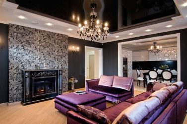 Двухуровневые потолки в зале:  Материалы, интересные сочетания, идеи по дизайну (135+ Фото)