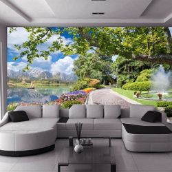 Фотообои на стене в Гостиной, Спальни, Кухни и Детской: 205+ Фото Привлекательных интерьеров