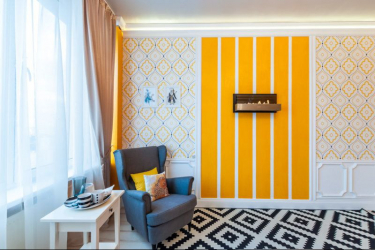 Комбинируем обои для выразительности дизайна : 135+ (Фото) Интерьеров спальни, гостиной, детской