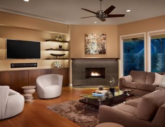 Полка для телевизора на стену (295+ Фото): Нюансы оформления (навесная, угловая, стеклянная)