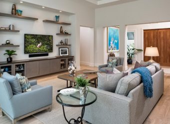 Полка для телевизора на стену (295+ Фото): Нюансы оформления (навесная, угловая, стеклянная)