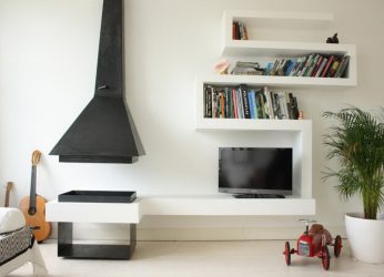 Полка для телевизора на стену (295+ Фото): Нюансы оформления (навесная, угловая, стеклянная)