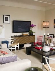 Полка для телевизора на стену (295+ Фото): Нюансы оформления (навесная, угловая, стеклянная)