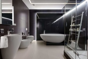 Интерьер черной ванной комнаты — 250+ (Фото) модных тенденций