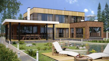 Проекты домов с плоской крышей – простые технологии постройки (одноэтажные, двухэтажные, деревянные, небольшие). Современные тенденции хай-тека и минимализма (175+Фото)