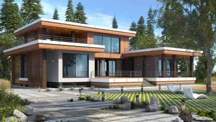 Проекты домов с плоской крышей – простые технологии постройки (одноэтажные, двухэтажные, деревянные, небольшие). Современные тенденции хай-тека и минимализма (175+Фото)