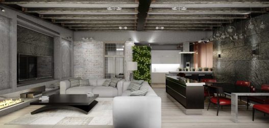Гостиная в стиле лофт – предпочтение креативной творческой богемы (240+Фото). Эффектный дизайн с минимальной отделкой (мебель, освещение, предметы интерьера)