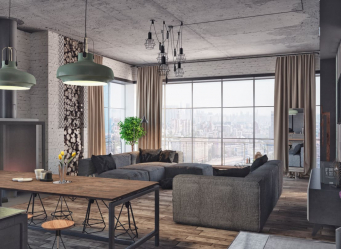 Гостиная в стиле лофт – предпочтение креативной творческой богемы (240+Фото). Эффектный дизайн с минимальной отделкой (мебель, освещение, предметы интерьера)