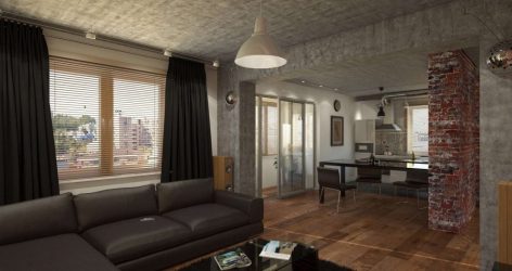 Гостиная в стиле лофт – предпочтение креативной творческой богемы (240+Фото). Эффектный дизайн с минимальной отделкой (мебель, освещение, предметы интерьера)