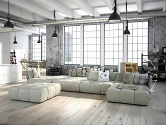 Гостиная в стиле лофт – предпочтение креативной творческой богемы (240+Фото). Эффектный дизайн с минимальной отделкой (мебель, освещение, предметы интерьера)