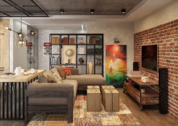 Гостиная в стиле лофт – предпочтение креативной творческой богемы (240+Фото). Эффектный дизайн с минимальной отделкой (мебель, освещение, предметы интерьера)