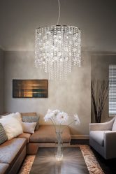 Хрустальные люстры в интерьере гостиной и спальни. Создаем красивое освещение: 150+Фото (потолочные, подвесные, классические)