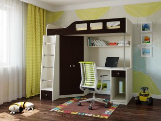 Кровать-чердак с Рабочей зоной (165+ Фото): Оригинальные идеи для небольших помещений