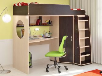 Кровать-чердак с Рабочей зоной (165+ Фото): Оригинальные идеи для небольших помещений