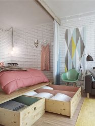 Кровать подиум в квартире: 205+ (Фото) Идей и рекомендаций для интерьера (с ящиками, с выдвижной кроватью, в нише)
