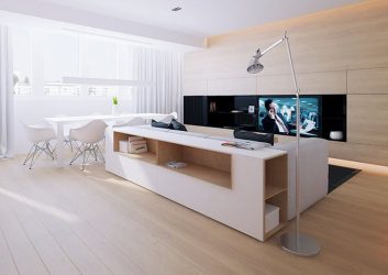 Ламинат в интерьере на стене спальни, гостиной, прихожей и балкона + 100 ФОТО. Делаем модный акцент в интерьере!