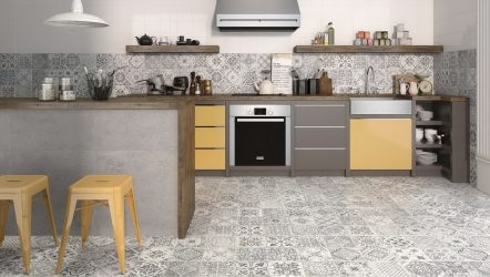 Плитка для кухни на пол: серая, черная, керамическая + 150 ФОТО секретов красивого дизайна