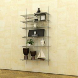 Стеклянные полки в комнате на стене: 150+ Фото использования в гостиной, на кухне, в ванной. Какой вариант выбрать?