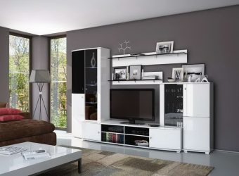 Современные стенки в гостиную (модульная, прямая, угловая, со шкафом) + 370 ФОТО