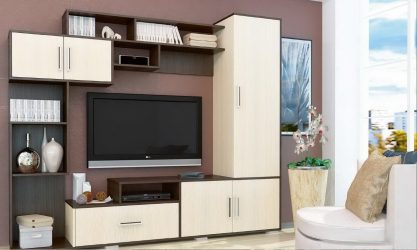 Современные стенки в гостиную (модульная, прямая, угловая, со шкафом) + 370 ФОТО