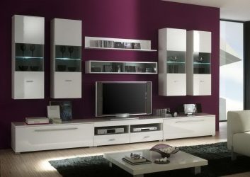 Современные стенки в гостиную (модульная, прямая, угловая, со шкафом) + 370 ФОТО