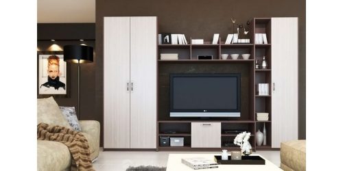 Современные стенки в гостиную (модульная, прямая, угловая, со шкафом) + 370 ФОТО