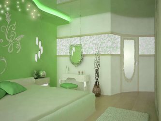 Интерьер спальни зеленого цвета: Как сделать его лучшим местом для отдыха? 175+ (Фото) вариантов Дизайна (шторы, обои, стены)