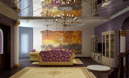 Зеркальный потолок: Особенности интерьерного решения (в ванной, гостиной, прихожей). Блестящая отделка для эффектного дизайна