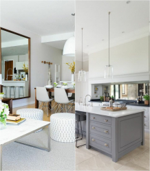 Зеркало на кухне — Увеличиваем пространство. Где разместить? Как подобрать? Как оформить? Выбираем оптимальные варианты (на стене, над полкой, над столом, на фартуке)