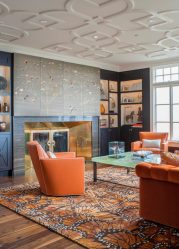 Красивый потолок из гипсокартона в зале (подвесной, двухуровневый, фигурный, с подсветкой) + 80 ФОТО